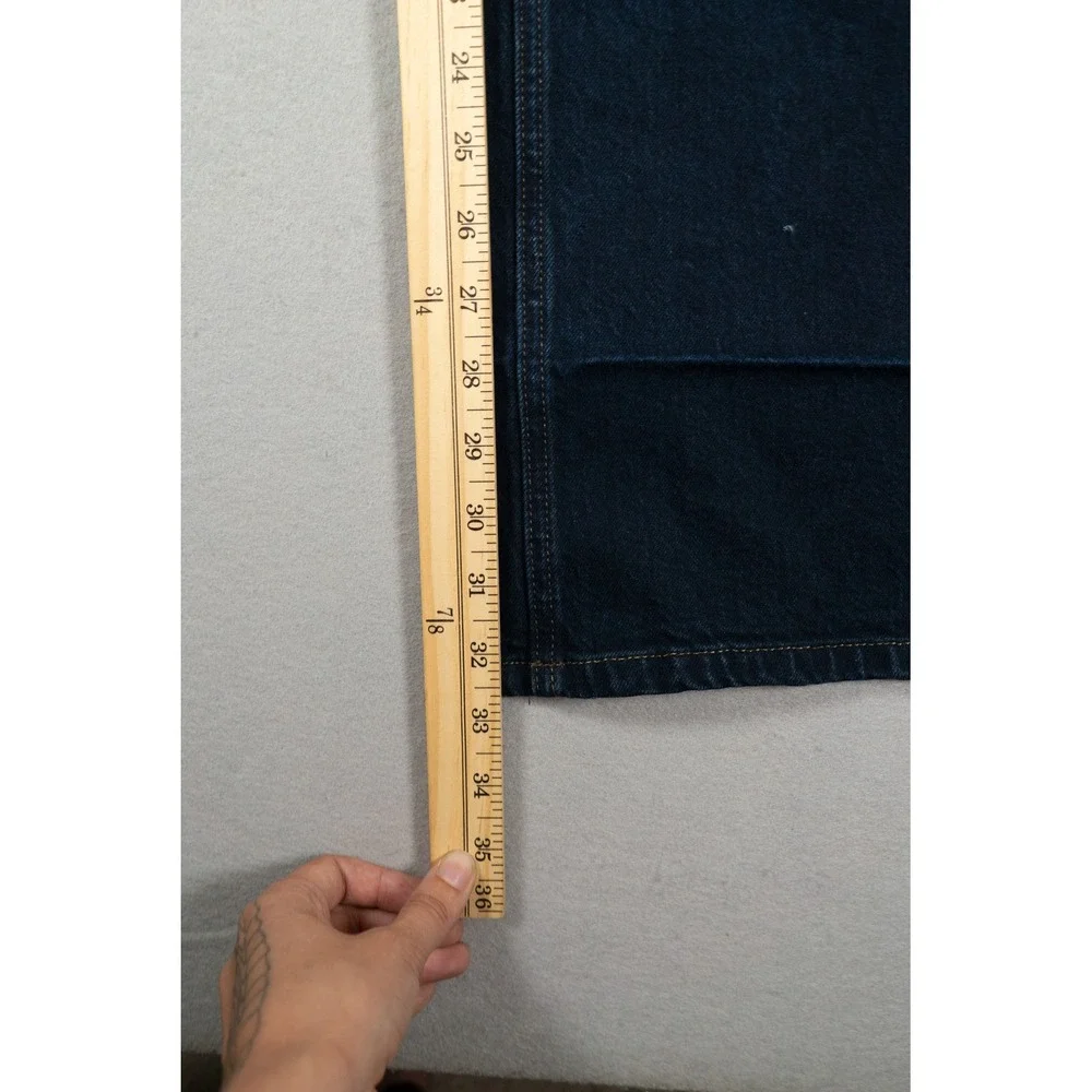 Alice + Olivia Trish Mid Rise Baggy Jeans Dark Rinse Wide Leg Cuff Denim 27